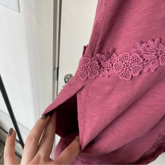 Logo by Lori Goldstein Pink Duster Cardigan Size 2X Floral Crochet Detail Boho - Picture 9 of 13